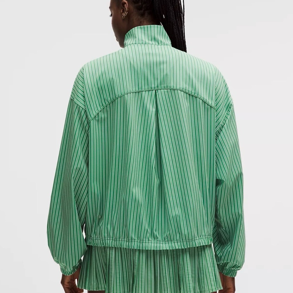 Lululemon Women’s UV Protective Oversized Tennis Jacket in Twice Stripe Green - Picture 3 of 13